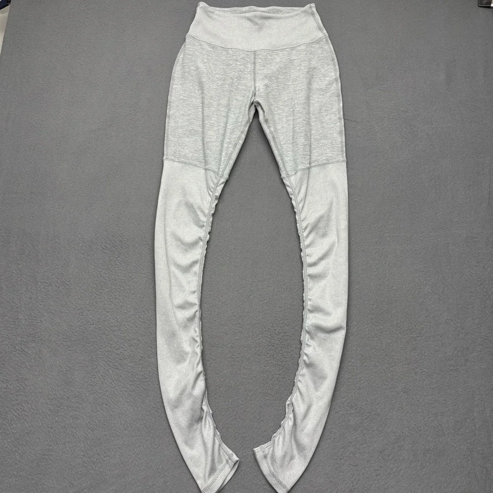 Alo Yoga Goddess Leggings Womens Size Small Heather‎ Gray Ribbed Athleisure